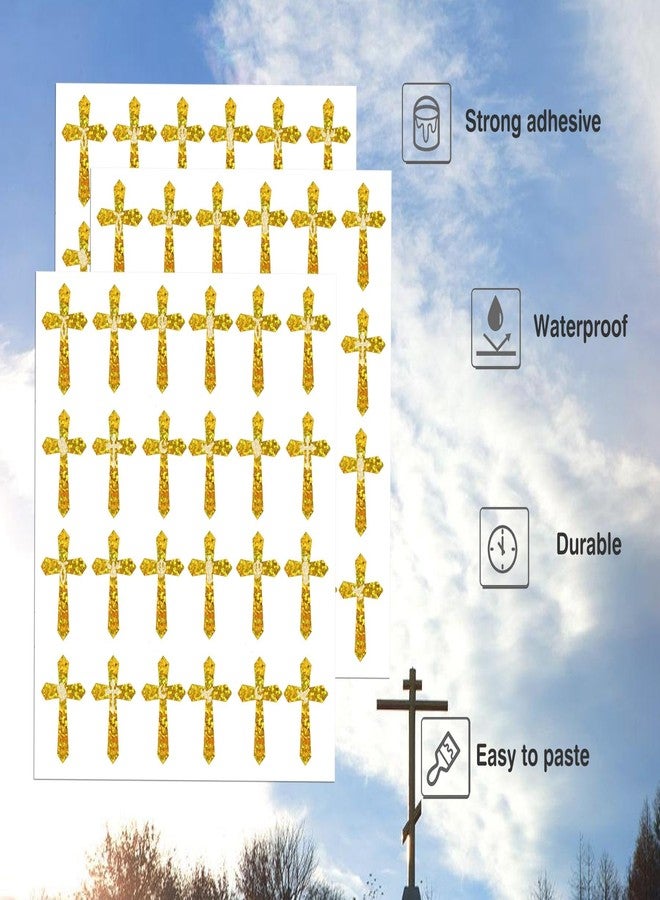 Well Tile 600 Pcs Kids Crosses Stickers Vinyl Art Decor Label Gold Jesus Christian Stickers Religious Cross Sticker Vinyl Art Decor for Church Classroom Party Favor Scrapbooking Calendars - Image 5